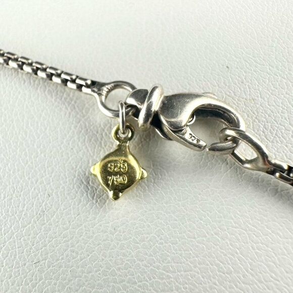 Authentic David Yurman Sterling Silver & 18k Gold Lg Open Heart Cable Necklace - Picture 9 of 11